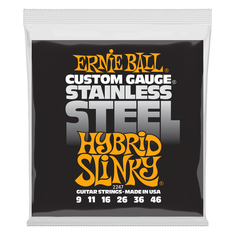 Ernie Ball Hybrid Slinky Stainless Steel Wound Electric Guitar Strings, 9-46 Gauge