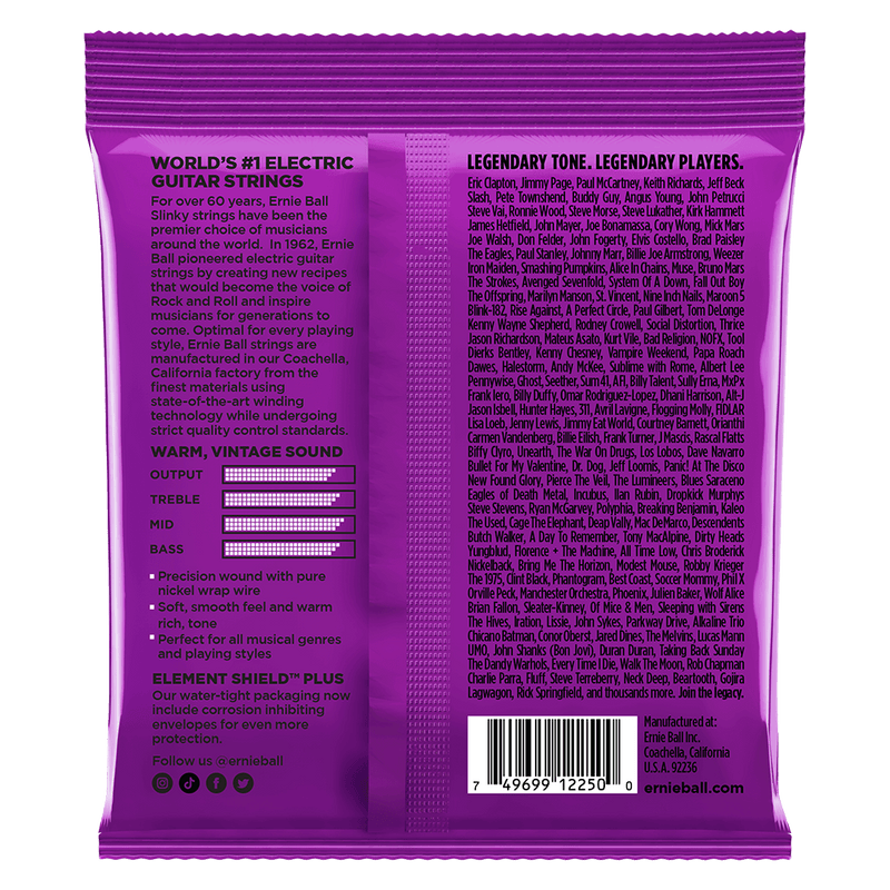 Ernie Ball Power Slinky Classic Rock n Roll Pure Nickel Wrap Electric Guitar Strings 11-48 Gauge