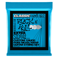 Ernie Ball Extra Slinky Classic Rock n Roll Pure Nickel Wrap Electric Guitar String, 8-38 Gauge