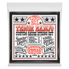 Ernie Ball Medium Loop End Stainless Steel Tenor Banjo Guitar Strings, 10-30 Gauge