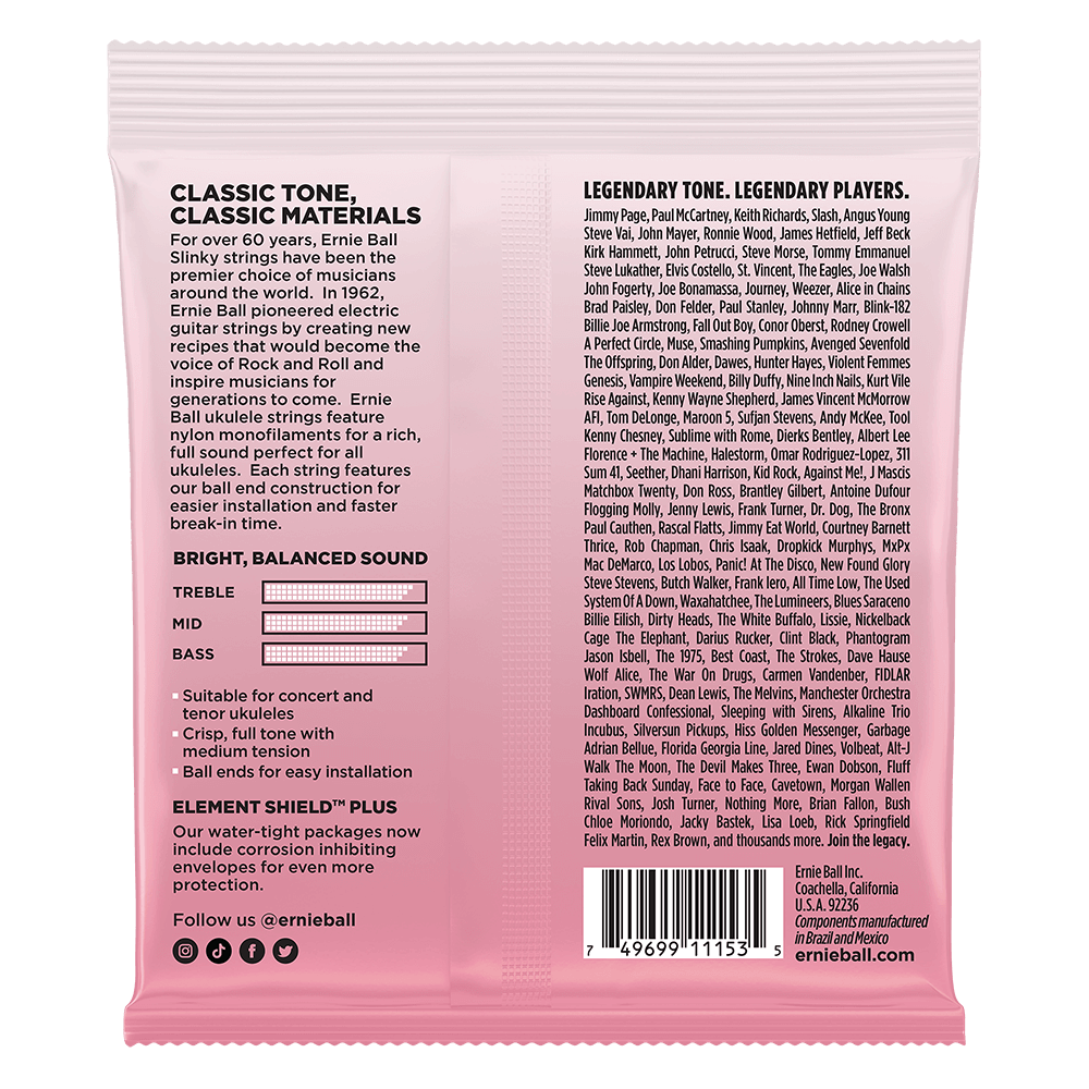 Ernie Ball Ernie Ball Concert Nylon Ball End Ukulele Strings, Clear