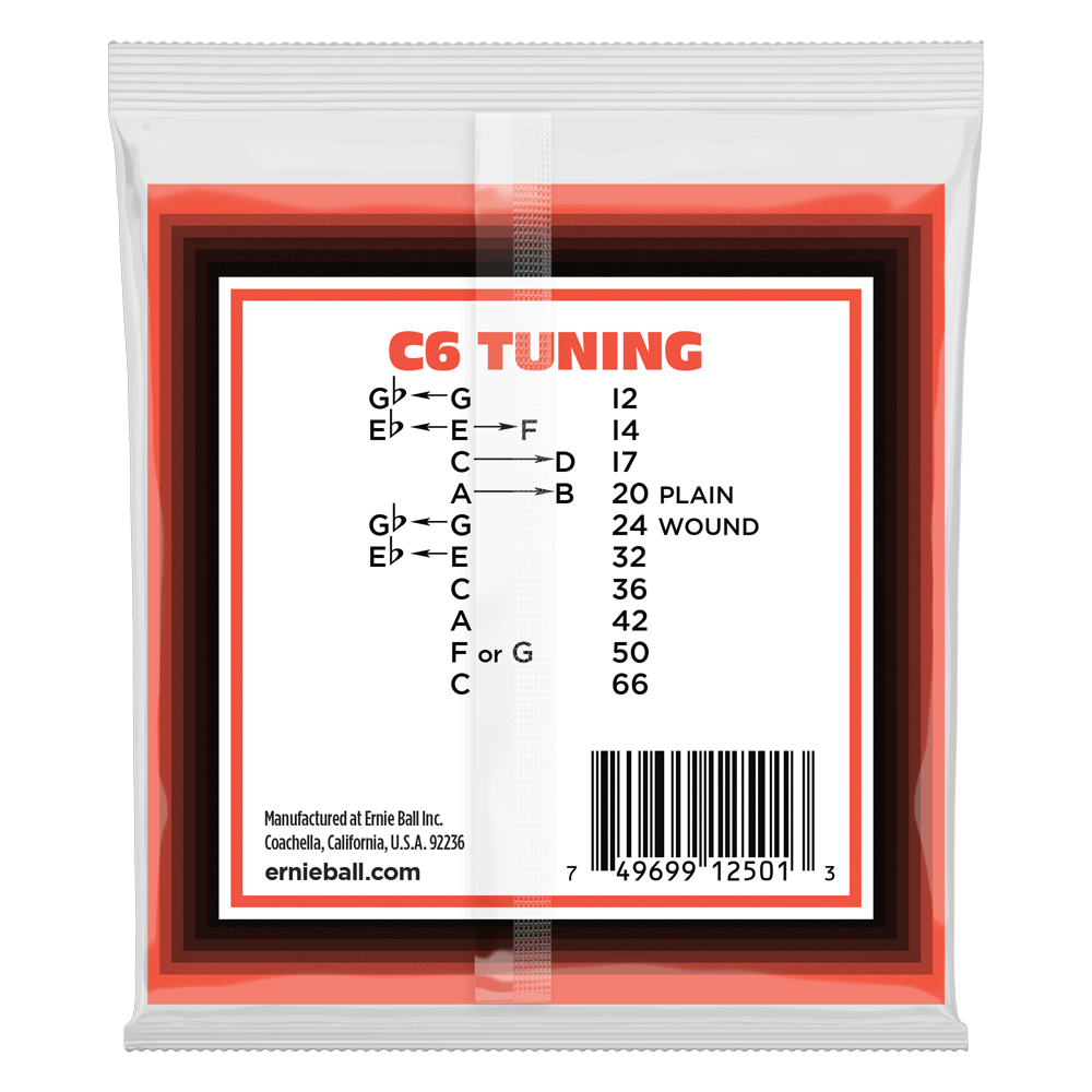 Ernie Ball Pedal Steel 10-String C6 Tuning Nickel Wound Electric Guitar Strings 12-66 Gauge