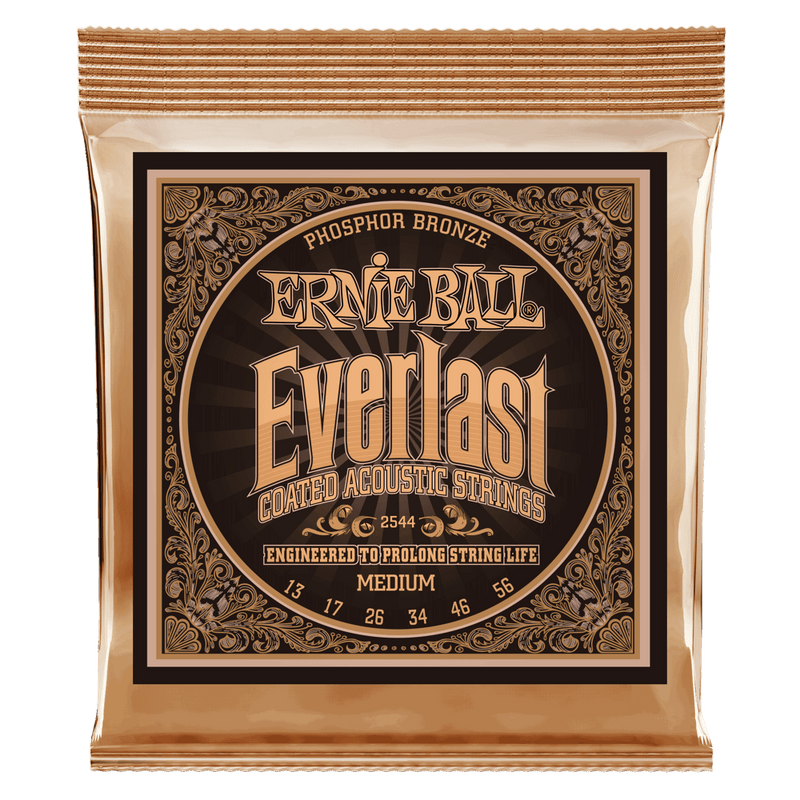 Ernie Ball Everlast Medium Coated Phosphor Bronze Acoustic Guitar String, 13-56 Gauge