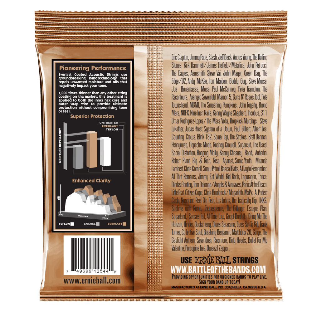 Ernie Ball Everlast Medium Coated Phosphor Bronze Acoustic Guitar String, 13-56 Gauge