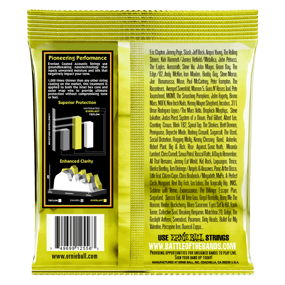 Ernie Ball Everlast Medium Light Coated 80/20 Bronze Acoustic Guitar String, 12-54 Gauge