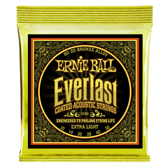 Ernie Ball Everlast Extra Light Coated 80/20 Bronze Acoustic String, 10-50 Gauge