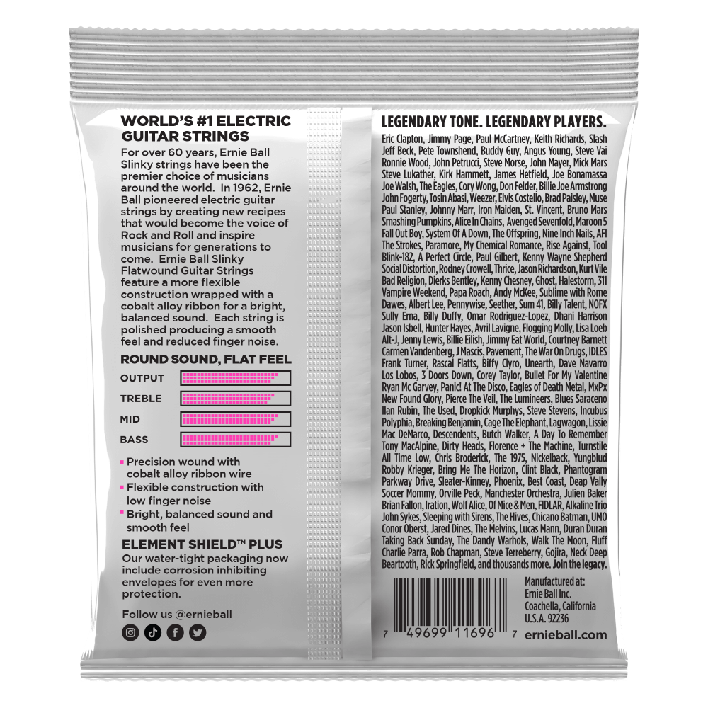 Ernie Ball Super Slinky Flatwound Electric Guitar Strings - 09 - 42 gauge