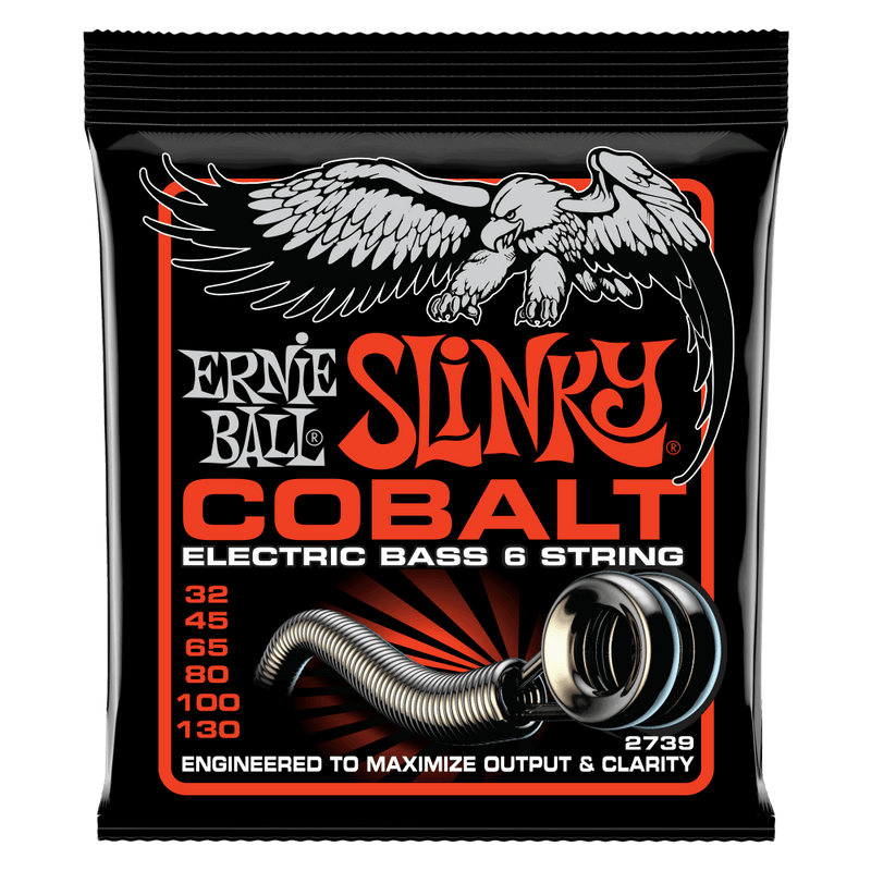 Ernie Ball Slinky Cobalt 6-String Electric Bass Strings 32-130 Gauge