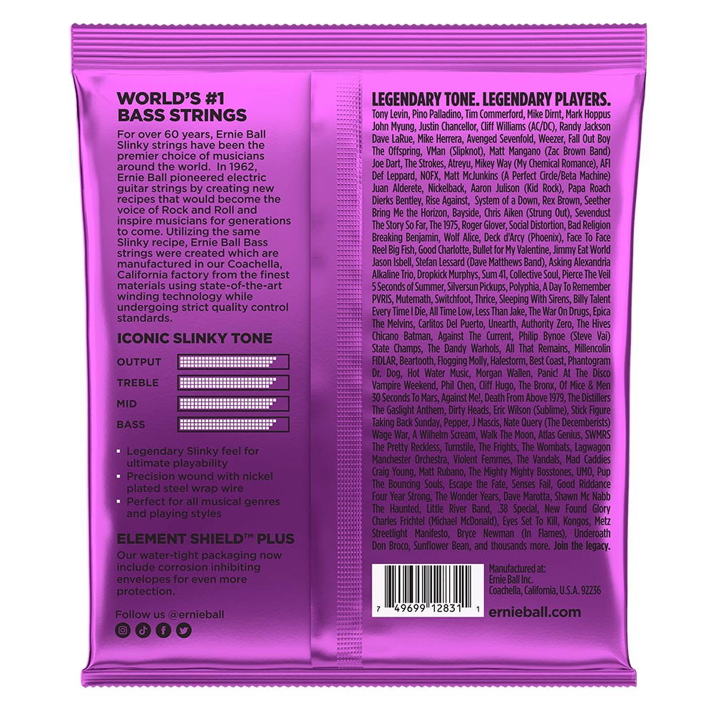 Ernie Ball Power Slinky Nickel Wound Electric Bass Strings 55-110 Gauge