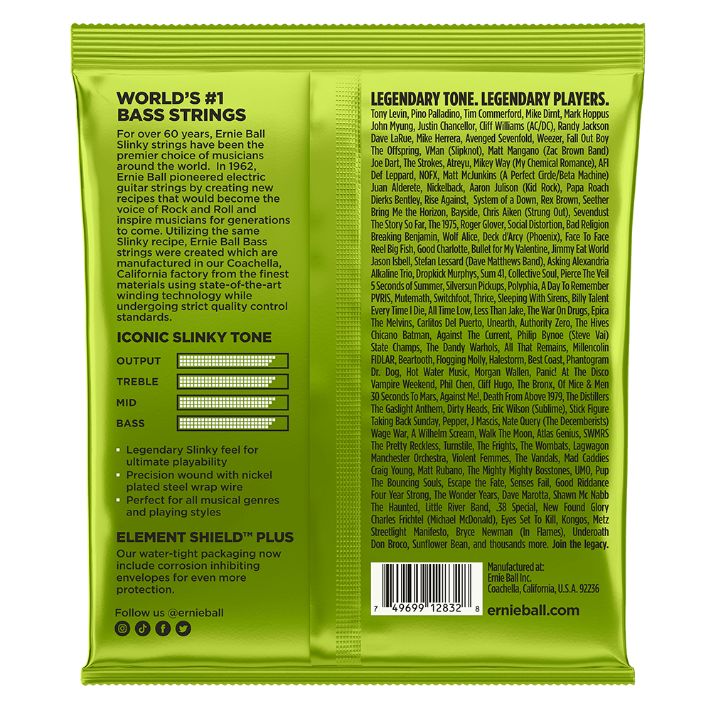 Ernie Ball Regular Slinky Nickel Wound Electric Bass Strings 50-105 Gauge