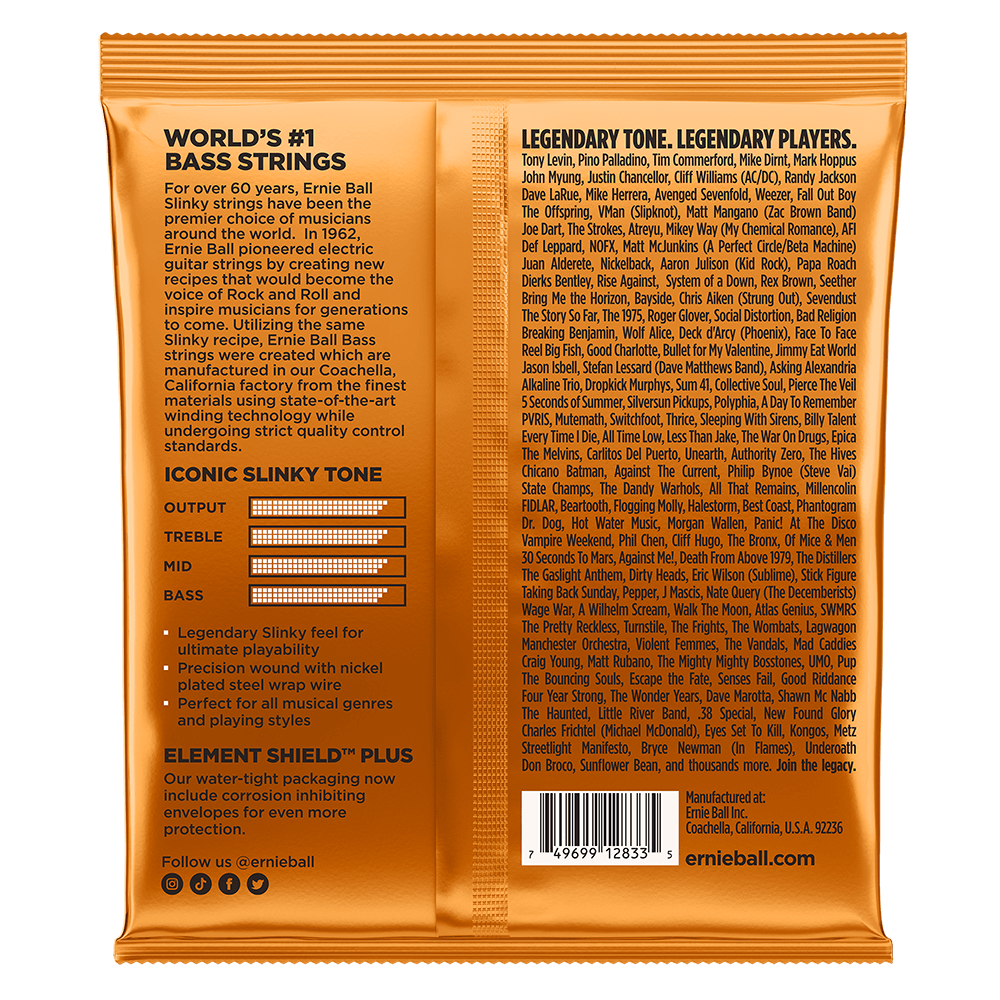 Ernie Ball Hybrid Slinky Nickel Wound Electric Bass Strings, 45-105 Gauge