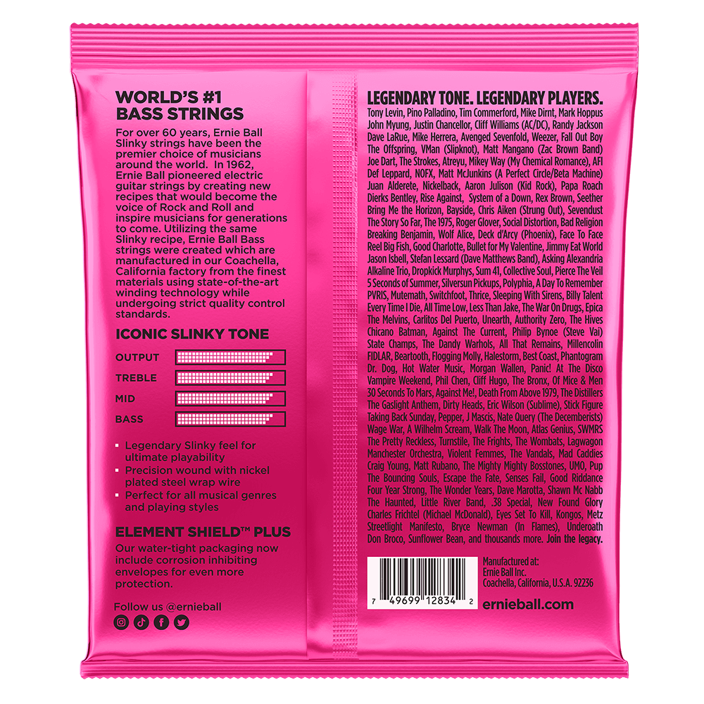 Ernie Ball Super Slinky Nickel Wound Electric Bass Strings - 45-100 Gauge