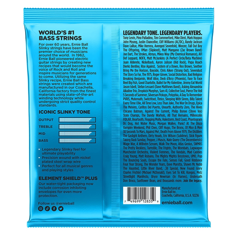 Ernie Ball Extra Slinky Nickel Wound Electric Bass String, 40-95 Gauge
