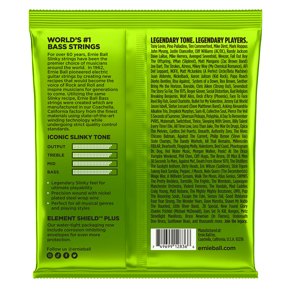 Ernie Ball Regular Slinky 5-String Nickel Wound Electric Bass Strings, 45-130 Gauge