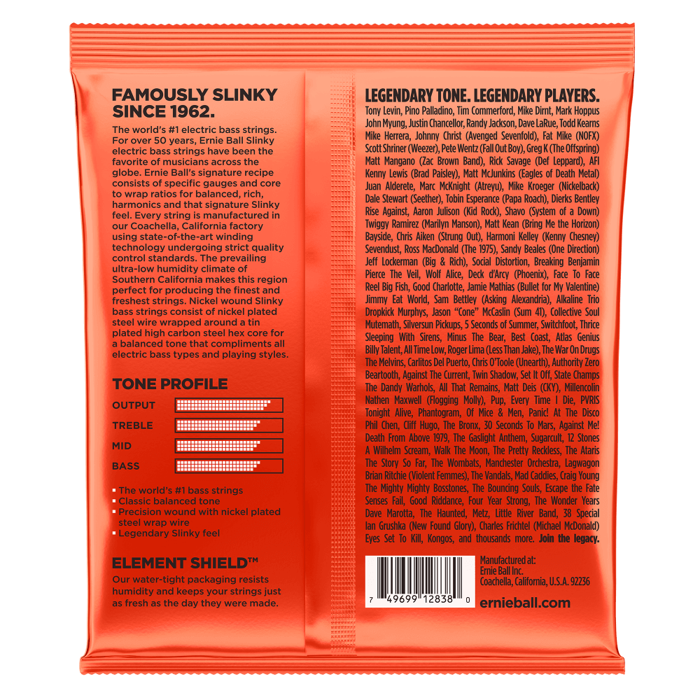 Ernie Ball 6-String Slinky Nickel Wound Bass Set, .032 - .130