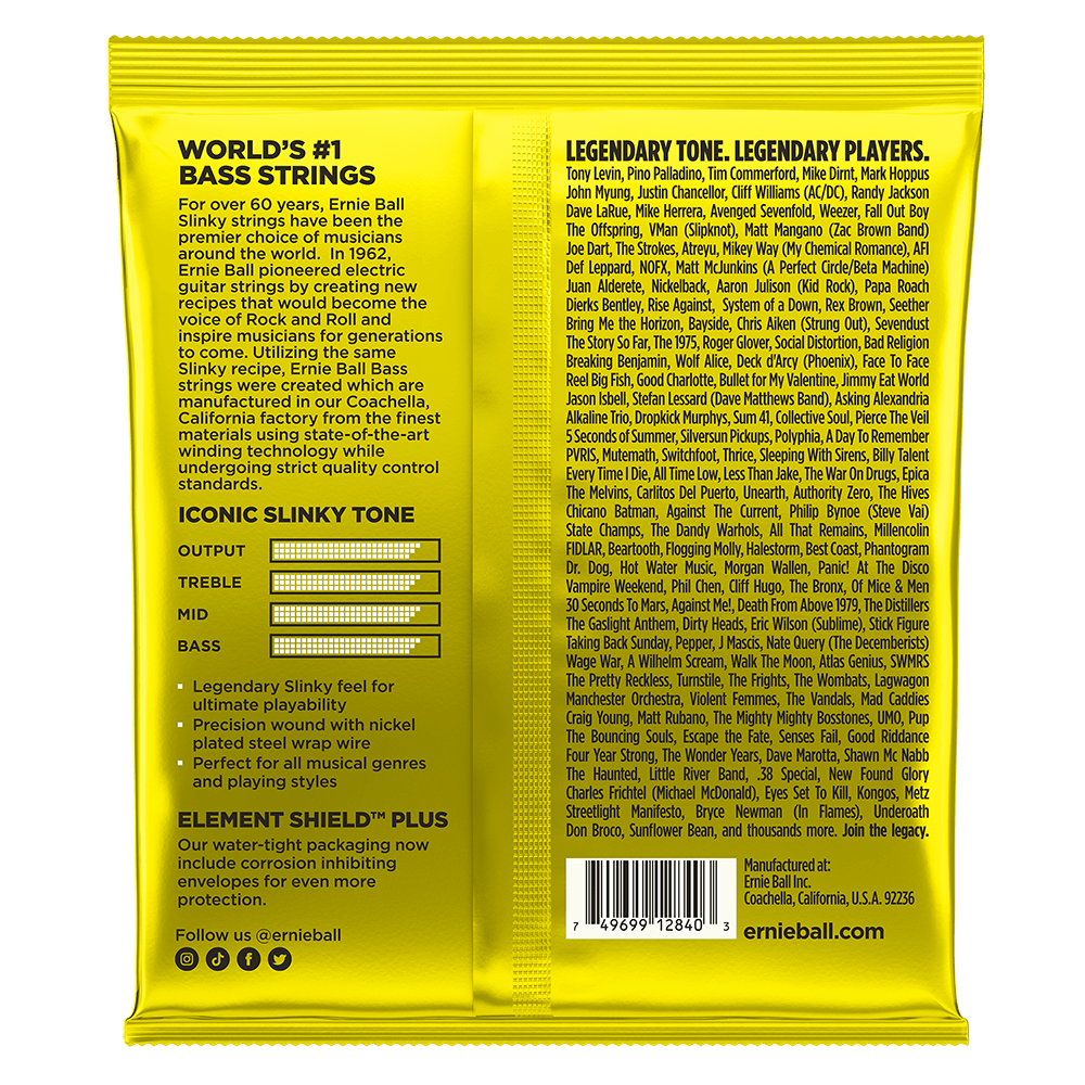 Ernie Ball Beefy Slinky Nickel Wound Electric Bass Strings - 65-130 Gauge
