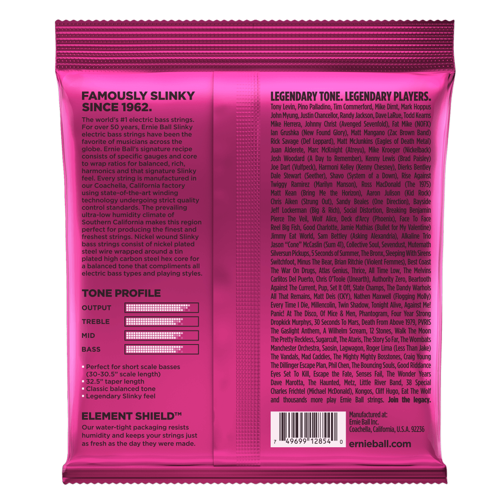 Ernie Ball Super Slinky Nickel Wound Short Scale Bass Strings - 45-100 Gauge