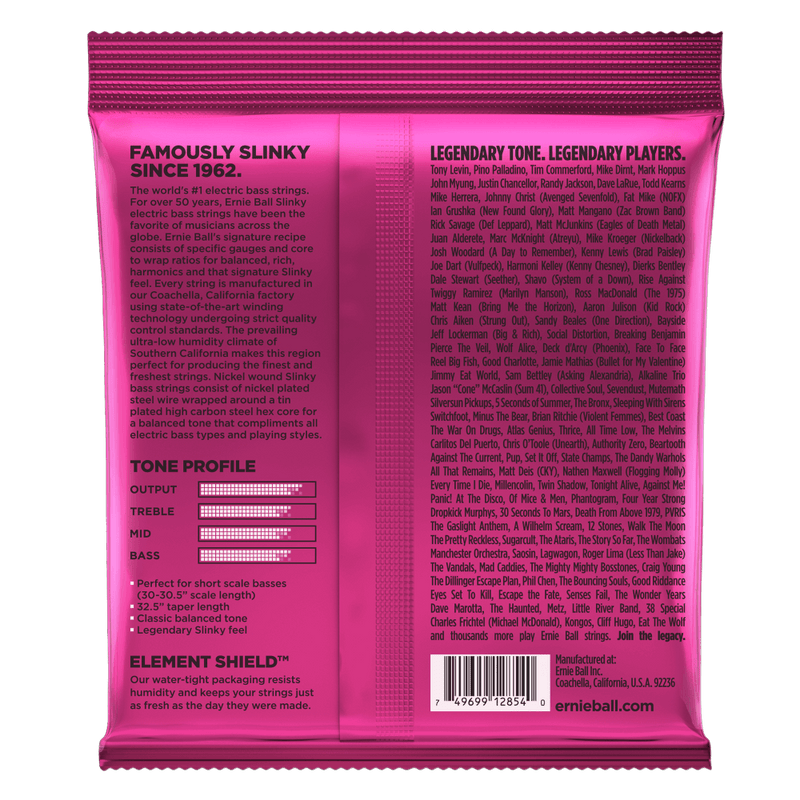 Ernie Ball Super Slinky Nickel Wound Short Scale Bass Strings - 45-100 Gauge