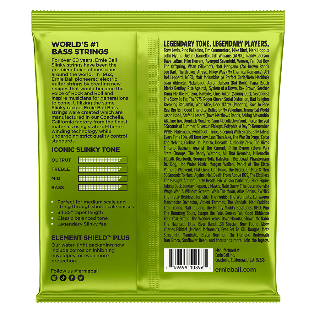 Ernie Ball Regular Slinky Nickel Wound Medium Scale Bass Strings - 45-105 Gauge