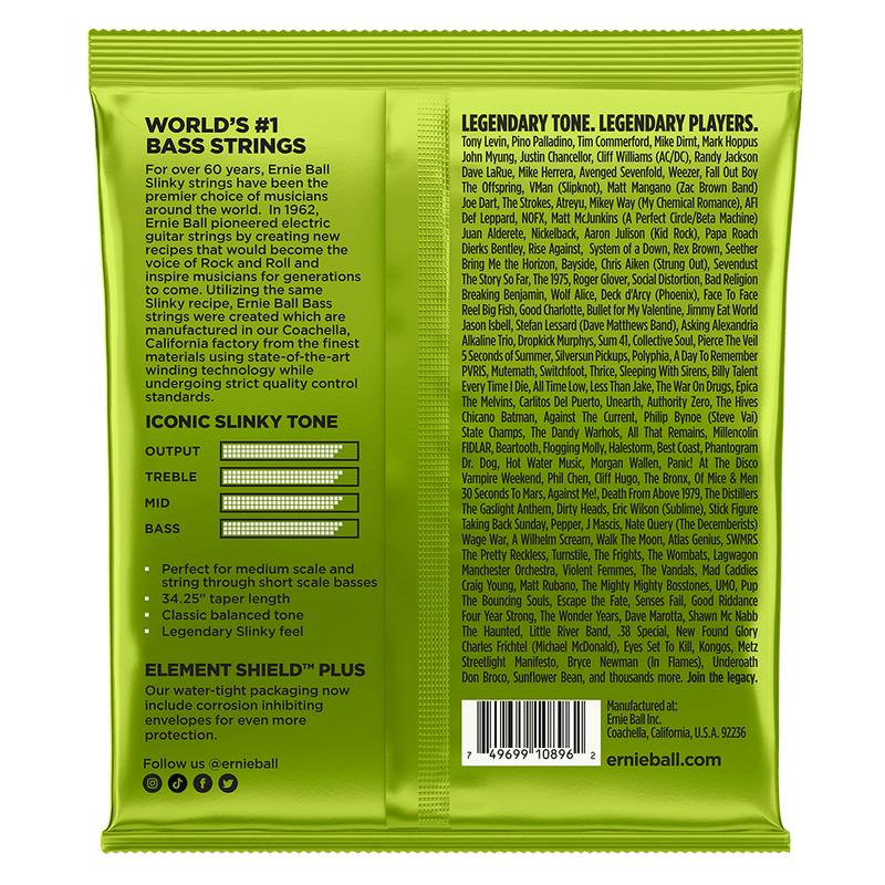 Ernie Ball Regular Slinky Nickel Wound Medium Scale Bass Strings - 45-105 Gauge