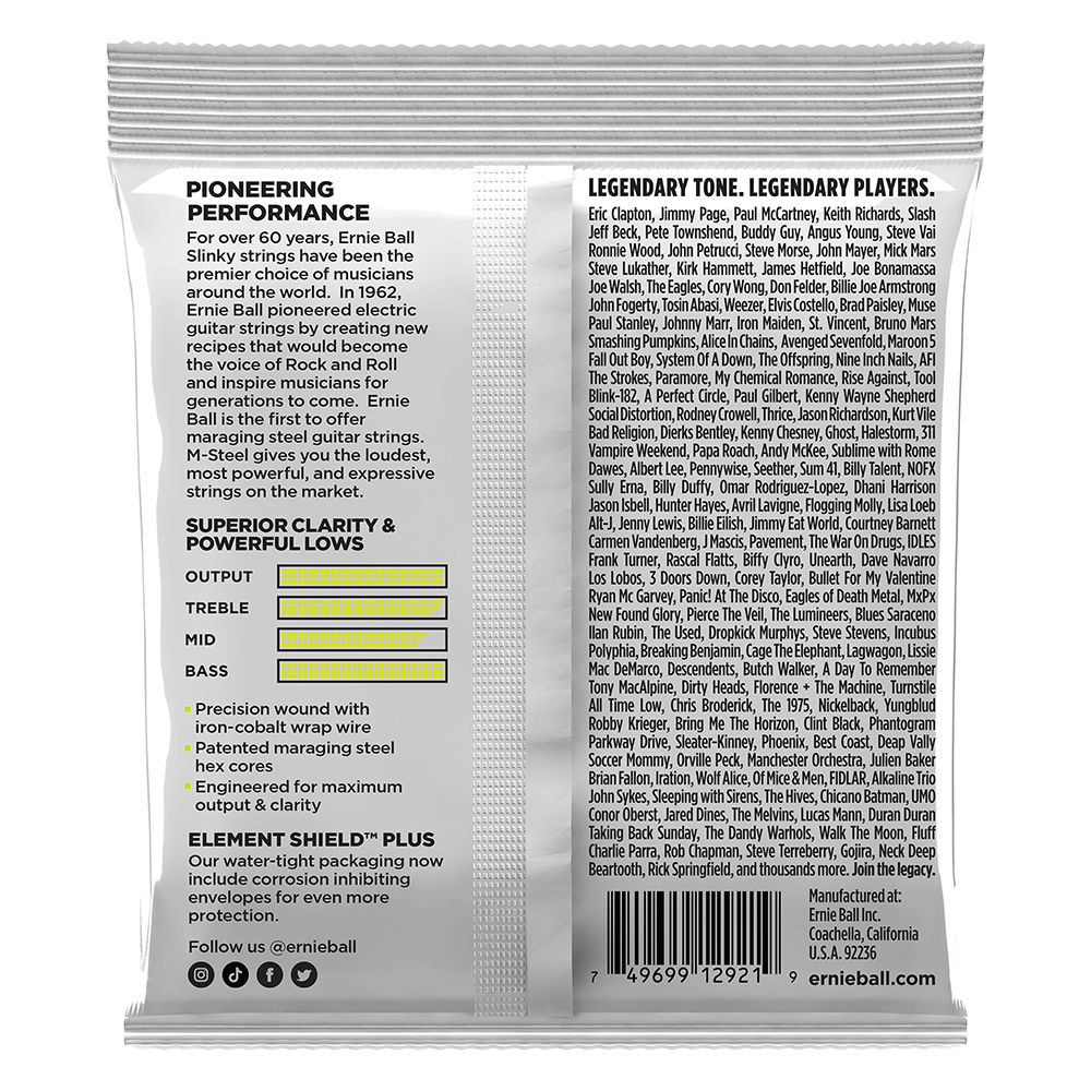 Ernie Ball Regular Slinky M-Steel Electric Guitar Strings, 10-52 Gauge