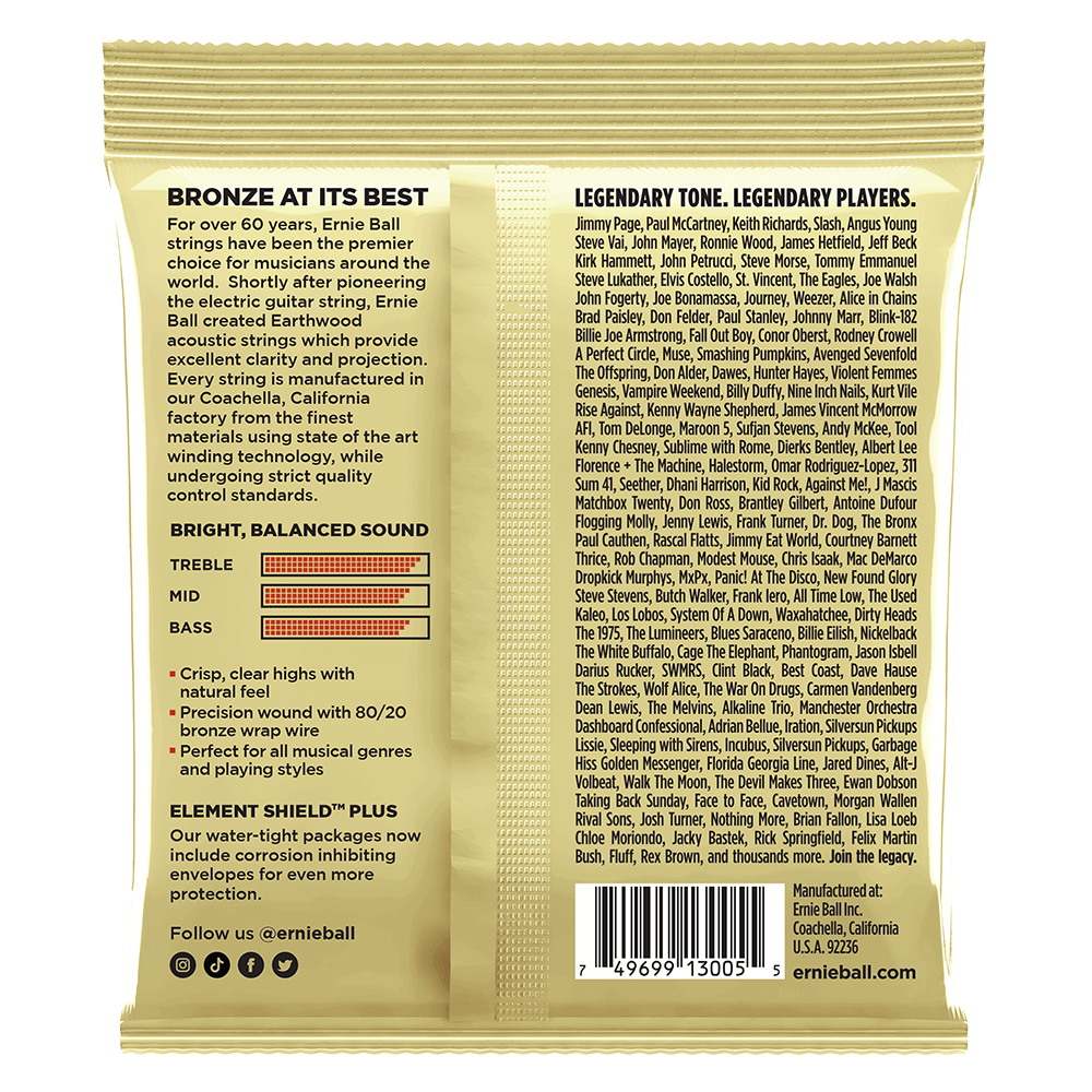 Ernie Ball Earthwood Custom Med 8020 Bronze Acoustic Guitar Strings 3 Pack 12.5 56