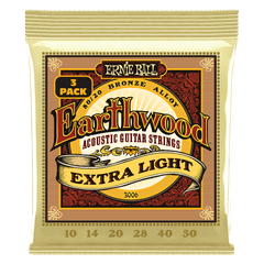 Ernie Ball Earthwood Extra Light 8020 Bronze Acoustic Guitar Strings 3 Pack 10 50