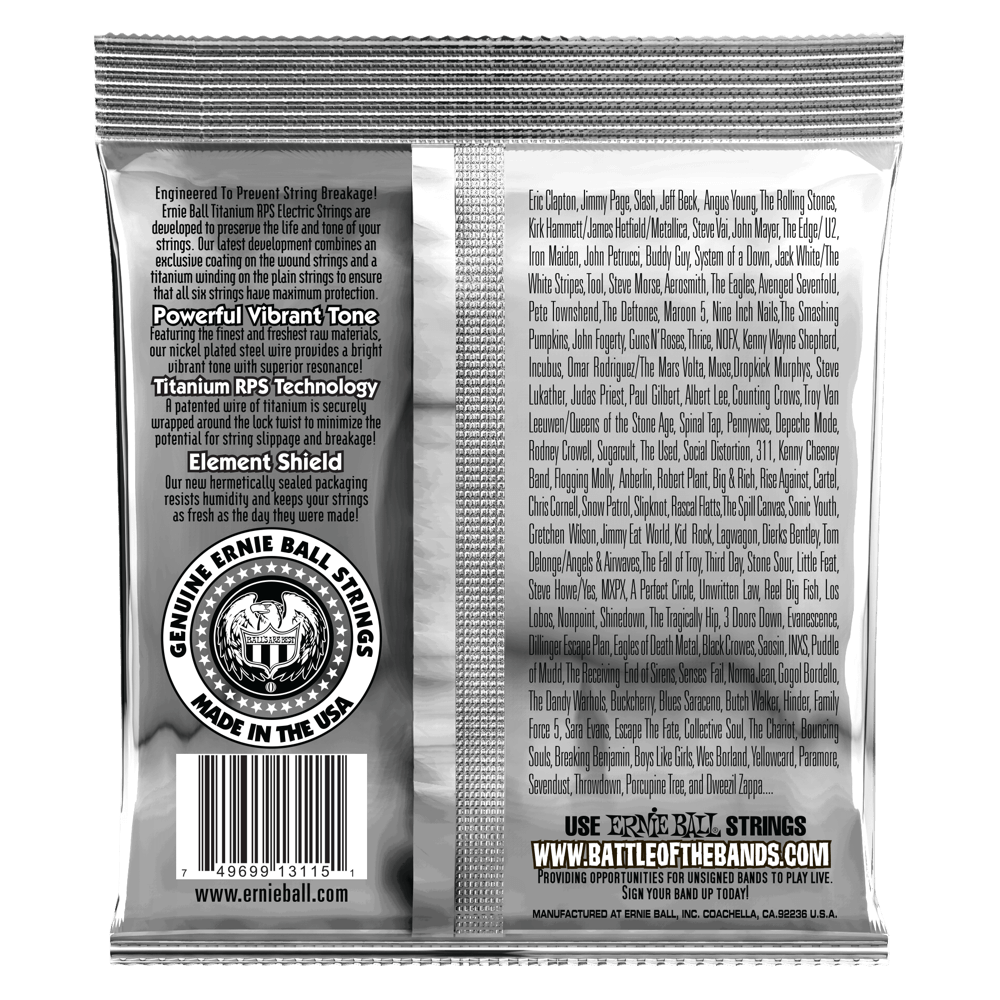 Ernie Ball Skinny Top/ Heavy Bottom Slinky Coated Titanium RPS Electric Guitar Strings, 10-52 Gauge