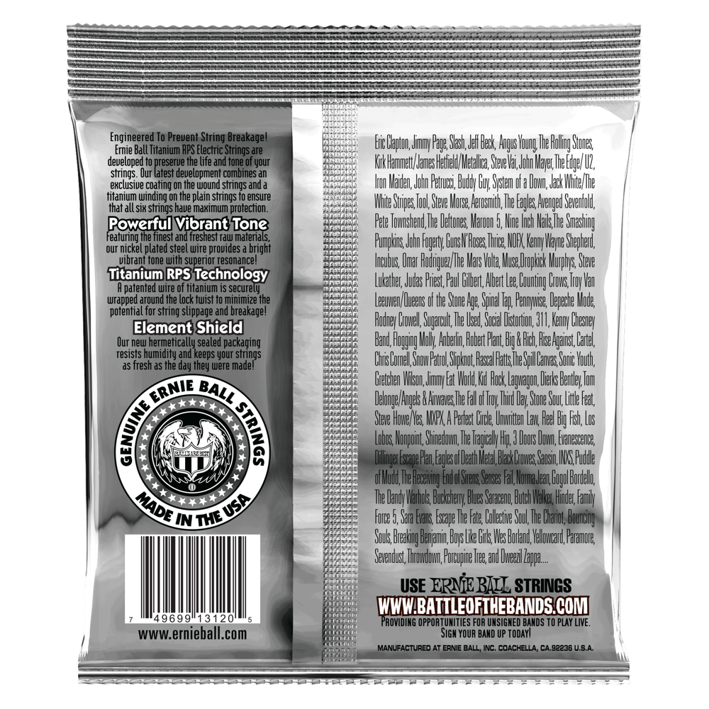 Ernie Ball Power Slinky Coated Titanium RPS Electric Guitar Strings 11-48 Gauge