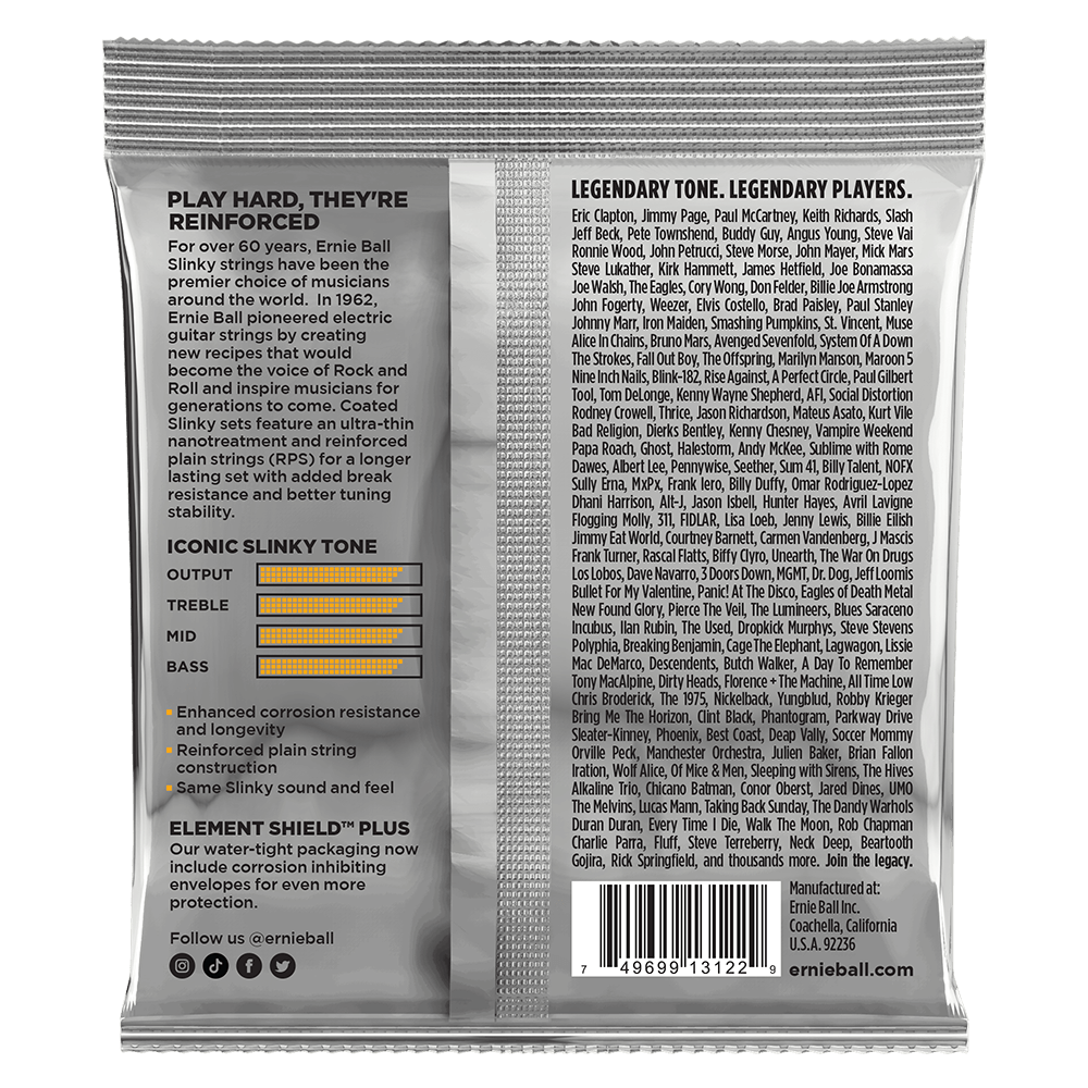 Ernie Ball Hybrid Slinky Coated Titanium RPS Electric Guitar Strings, 9-46 Gauge