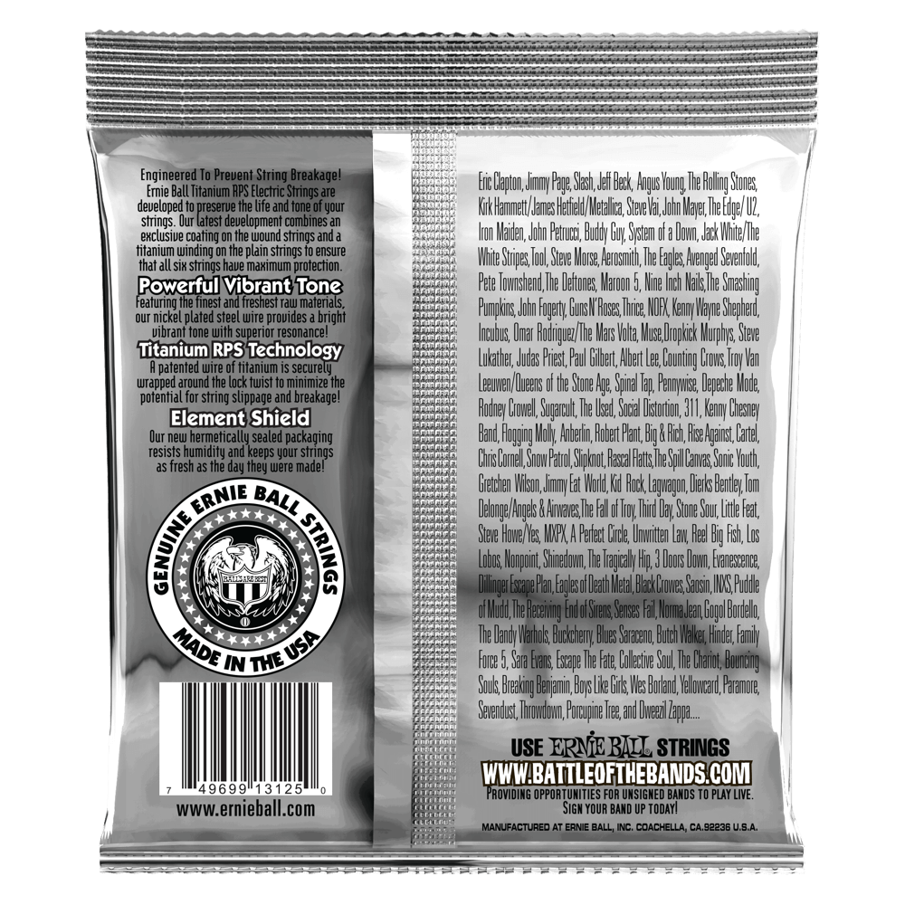 Ernie Ball Extra Slinky Coated Titanium RPS Electric Guitar String, 8-38 Gauge