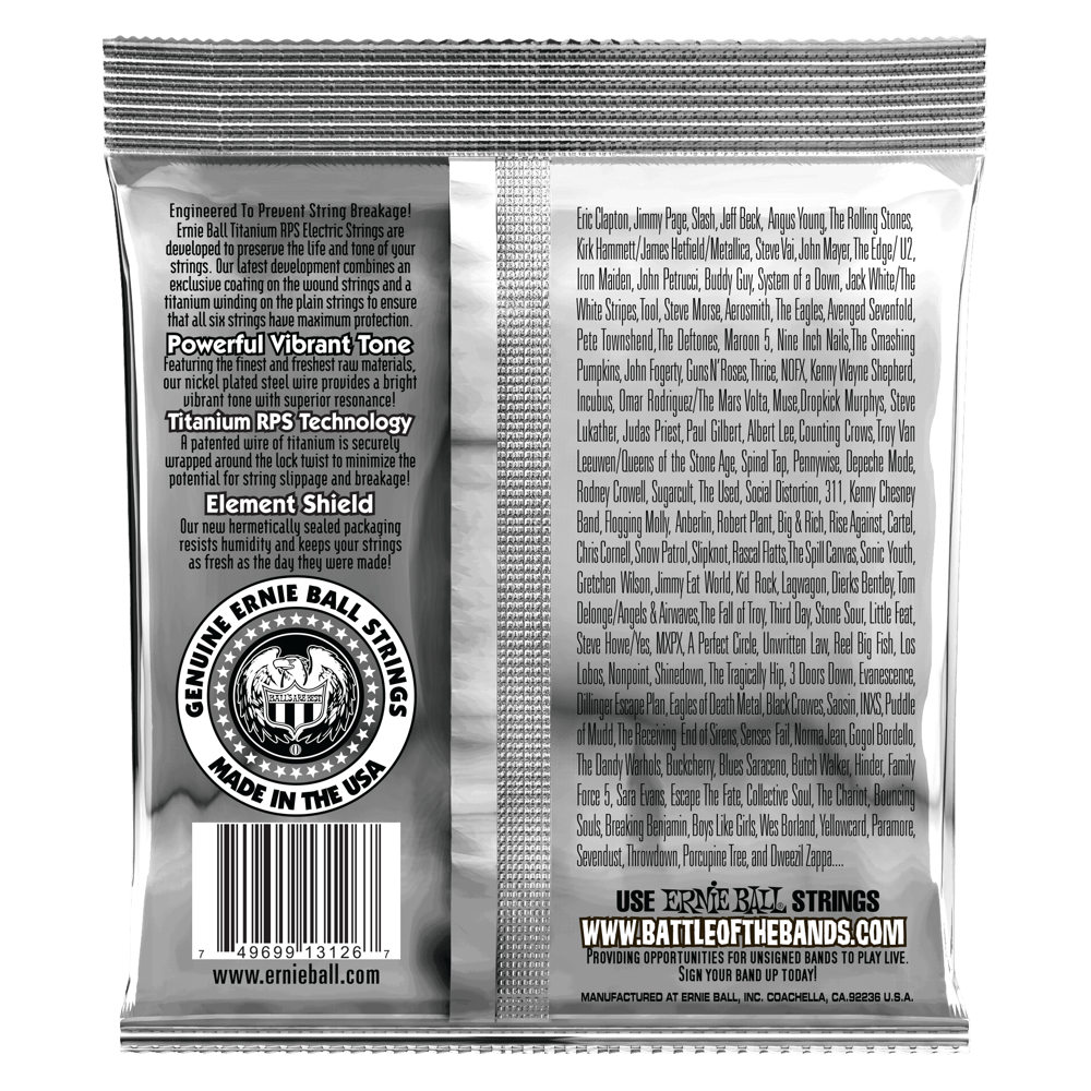 Ernie Ball Not Even Slinky Coated Titanium RPS Electric Guitar Strings 12-56 Gauge