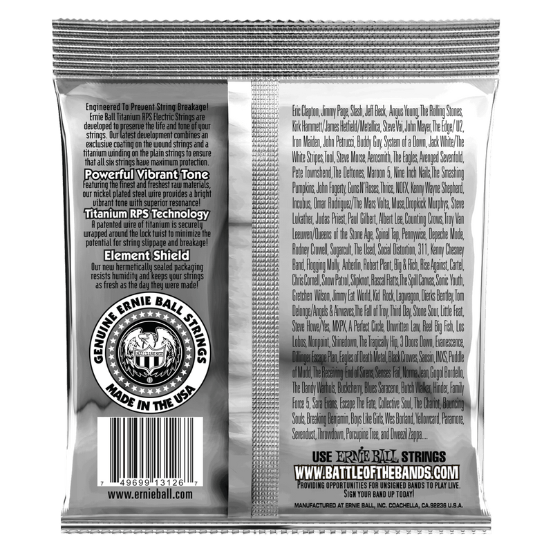 Ernie Ball Not Even Slinky Coated Titanium RPS Electric Guitar Strings 12-56 Gauge