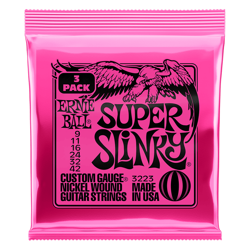 Ernie Ball Super Slinky Nickel Wound Electric Guitar Strings - 9-42 Gauge, 3 Pack