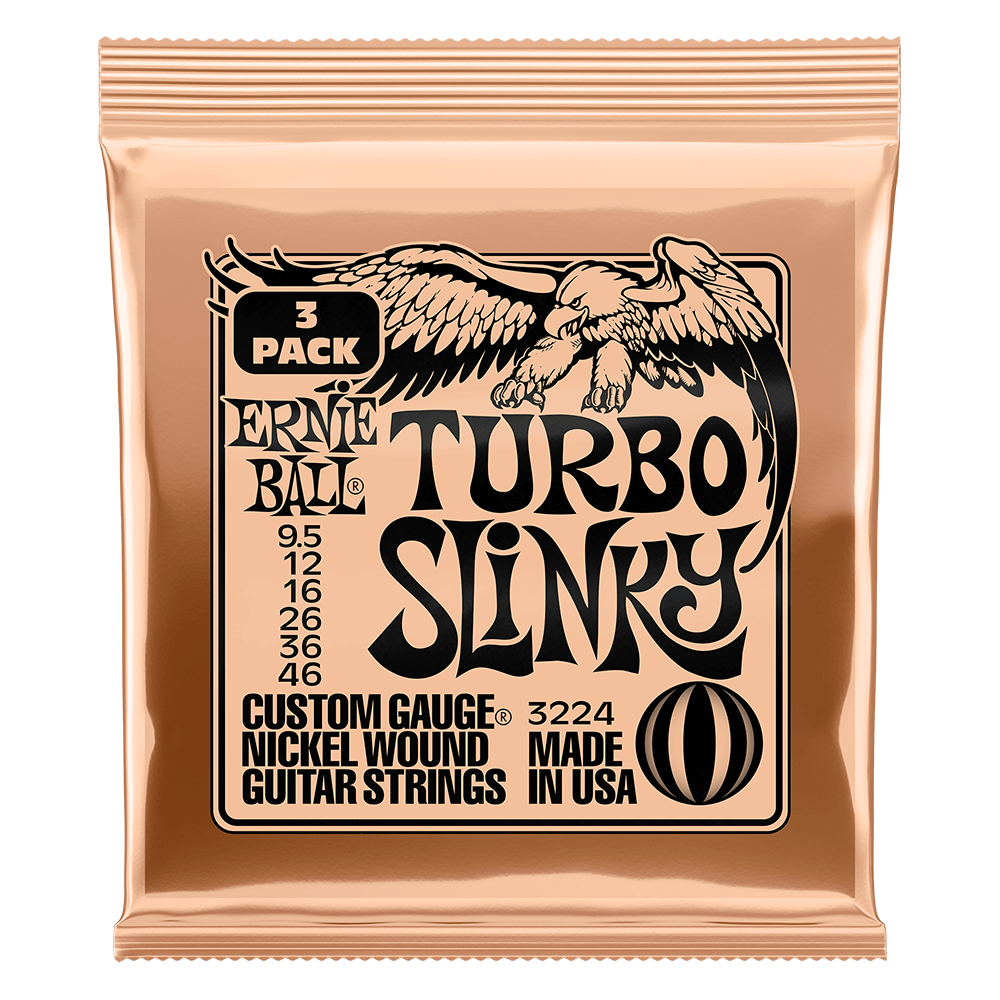 Turbo Slinky Nickel Wound Electric Guitar Strings 3 Pack 9.5 46