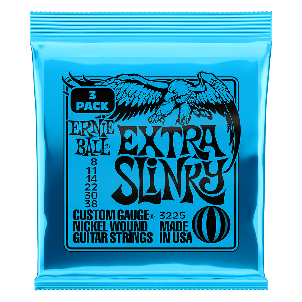 Extra Slinky Nickel Wound Electric Guitar Strings 3 Pack 8 38