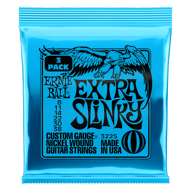 Extra Slinky Nickel Wound Electric Guitar Strings 3 Pack 8 38