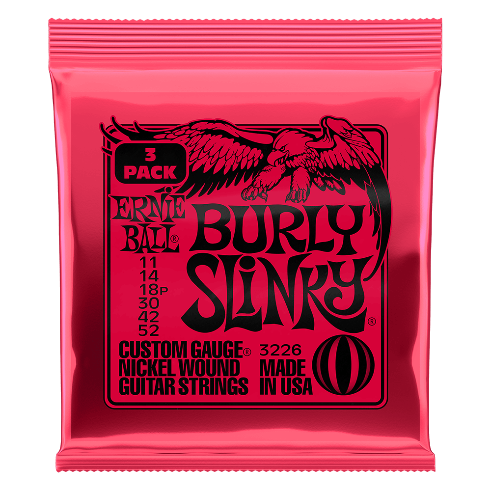 Burly Slinky Nickel Wound Electric Guitar Strings 3 Pack 11 52