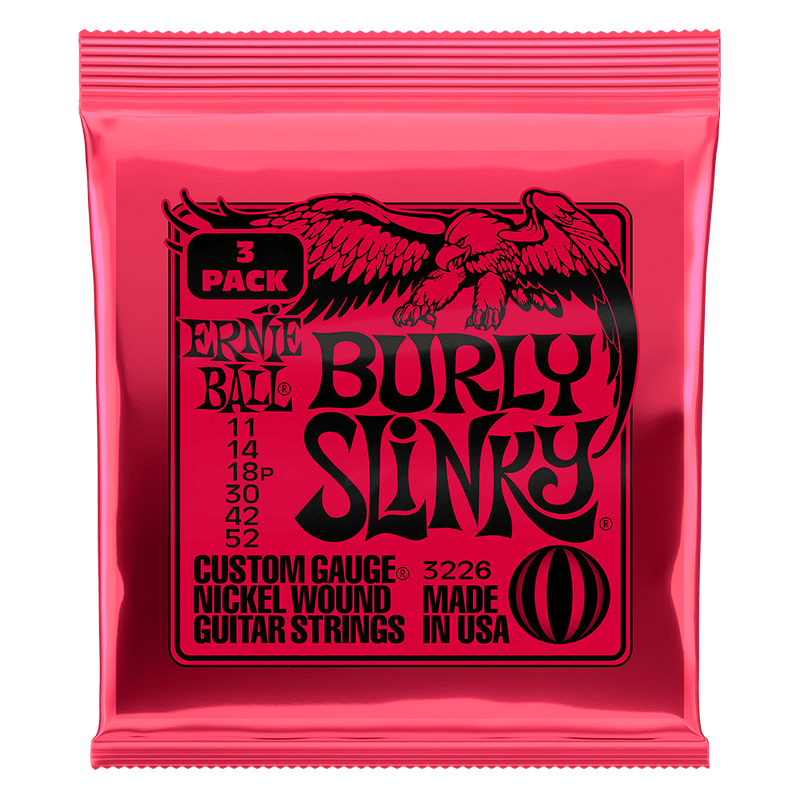 Burly Slinky Nickel Wound Electric Guitar Strings 3 Pack 11 52
