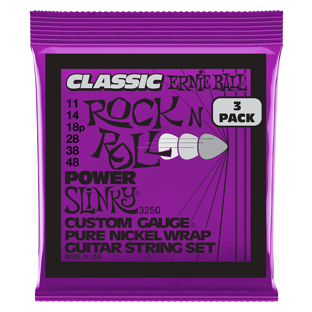 Power Slinky Classic RnR Pure Nickel Electric Guitar Strings 3 Pack 11 48