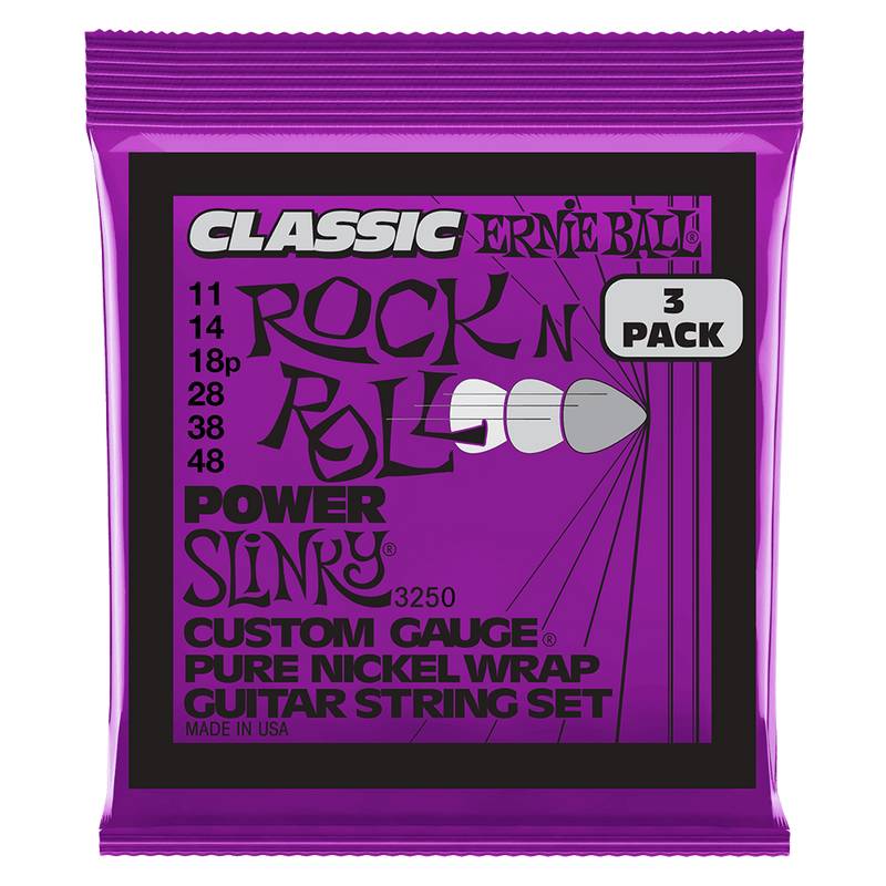 Power Slinky Classic RnR Pure Nickel Electric Guitar Strings 3 Pack 11 48