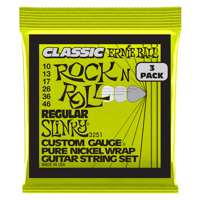 Regular Slinky Classic RnR Pure Nickel Electric Guitar Strings 3 Pack 10 46