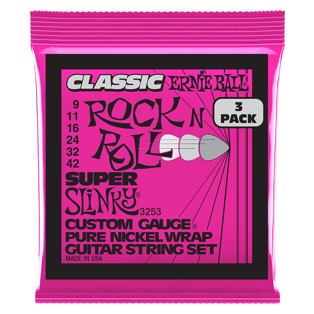 Super Slinky Classic RnR Pure Nickel Electric Guitar Strings  3 Pack 9 42