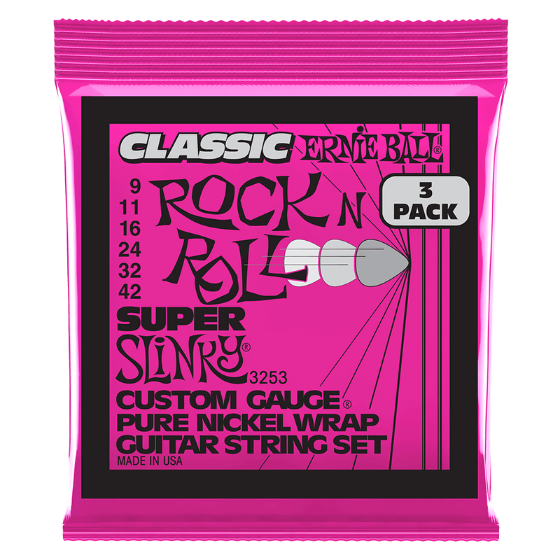 Super Slinky Classic RnR Pure Nickel Electric Guitar Strings  3 Pack 9 42