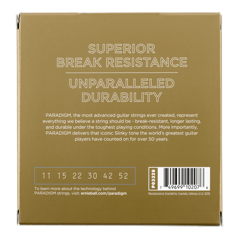 Ernie Ball Paradigm Light 80/20 Bronze Acoustic Guitar Strings 11-52 Gauge, 3 Pack