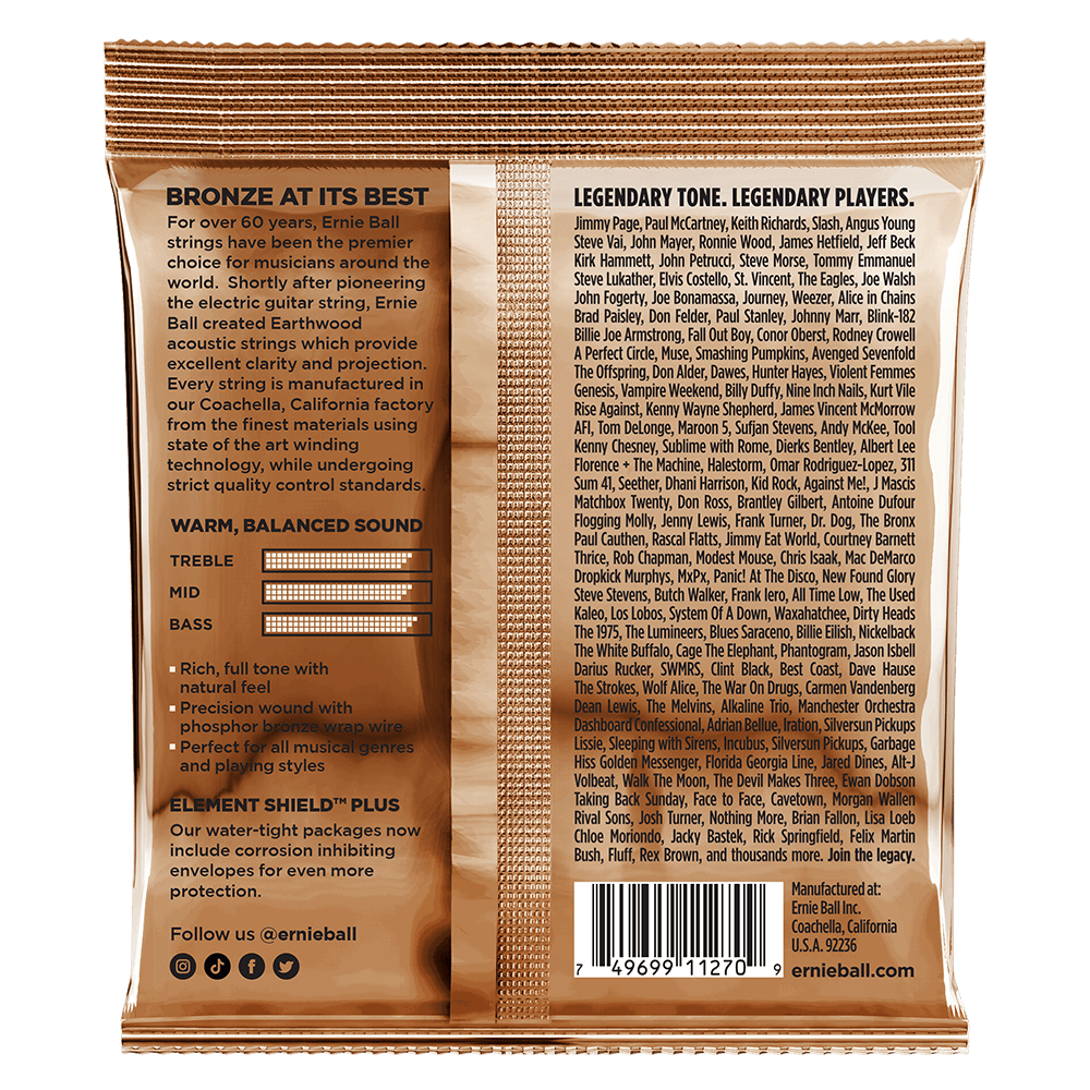 Earthwood Custom Medium Phosphor Bronze Acoustic Strings 3 Pack 12.5 56