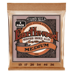 Earthwood Medium Phosphor Bronze Acoustic Strings 3 Pack 13 56