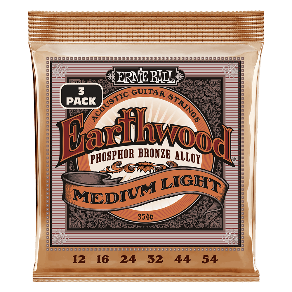 Earthwood Med Light Phosphor Bronze Acoustic 3 Pack 12 54