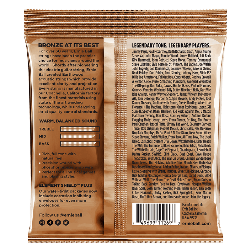 Earthwood with Plain G Phosphor Bronze Acoustic Strings 3 Pack 10 52