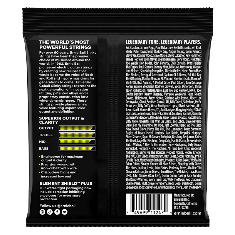 Ernie Ball Regular Slinky Cobalt Electric Guitar Strings 3 Pieces Pack, 10-46 Gauge